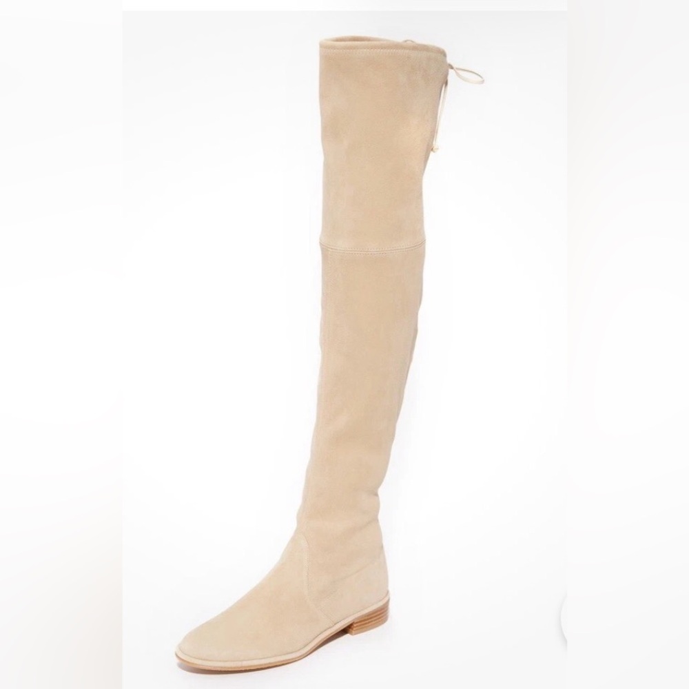 Stuart Weitzman Lowland Over the Knee Boots Taupe Beige Suede. Never Worn